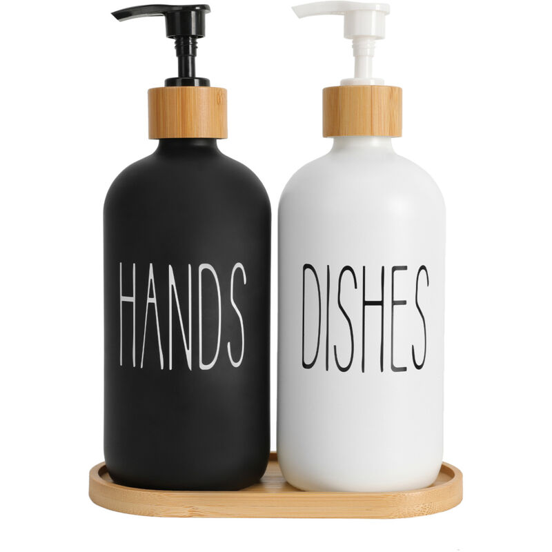2er-set Glasflaschen, Schwarz Und Weiß, Für Bad Und Dusche
