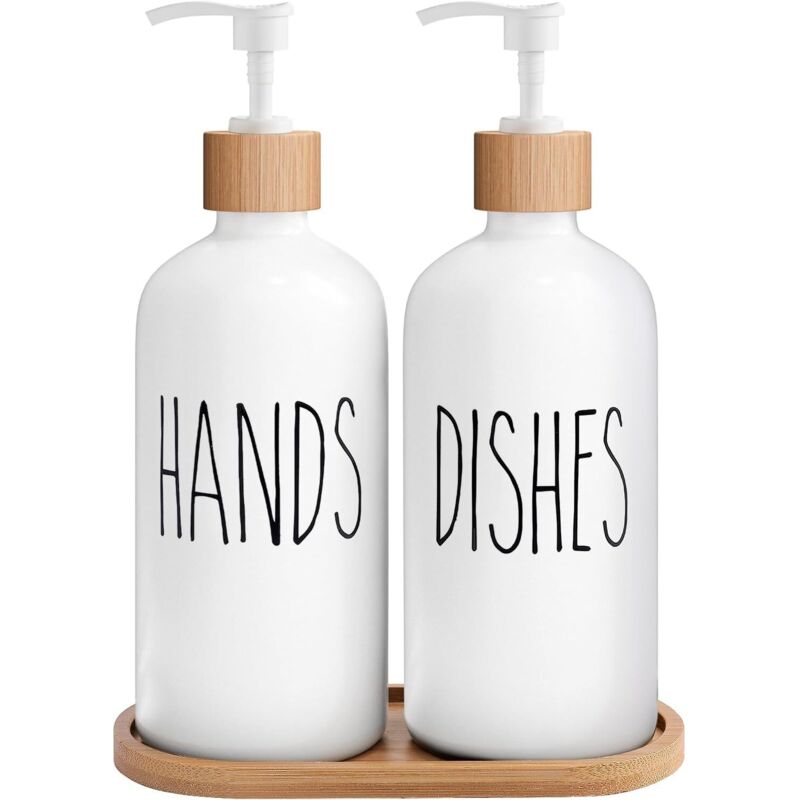 2er-set Weiße Glas-spender Für Bad Und Dusche