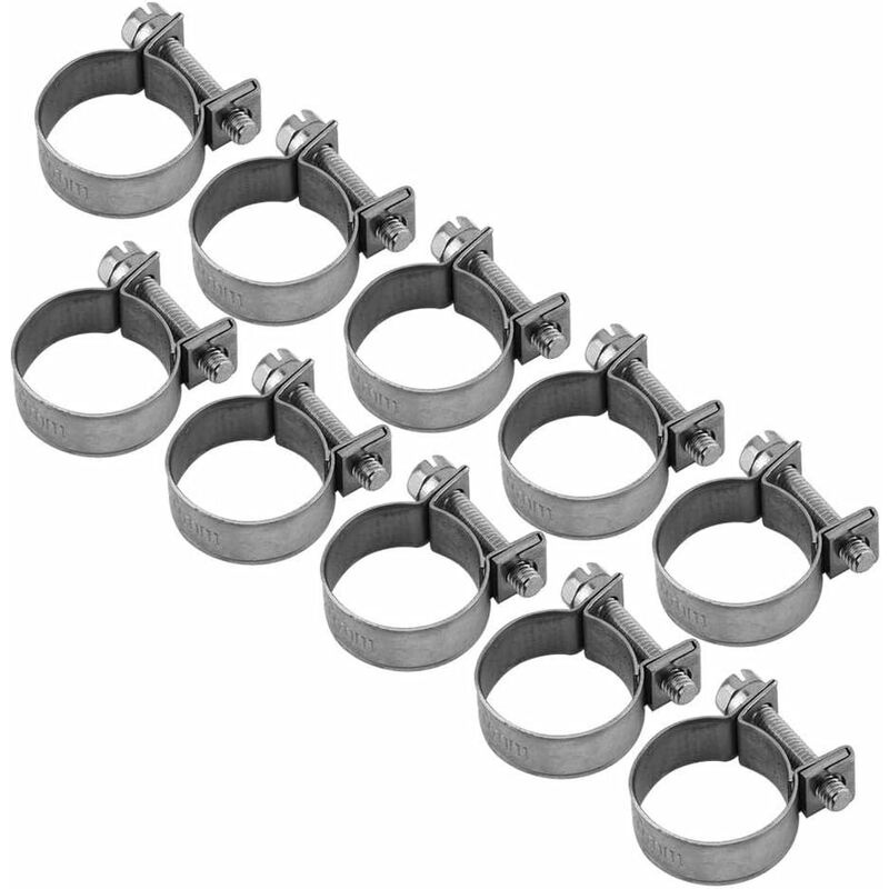 Set Aus 10 Sehr Widerstandsfähigen Edelstahl-schlauchklemmen Für Kraftstoffschläuche Mit 18 Mm–20 Mm