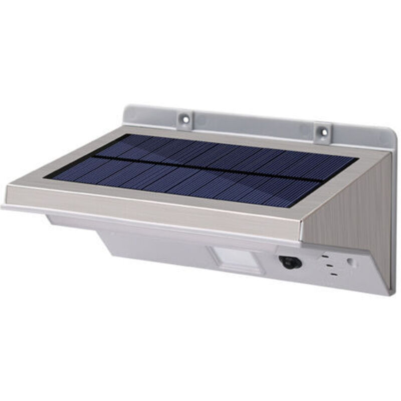 Solar-wandleuchte Aus Edelstahl, Leistungsstarke Led-beleuchtung, Weiß, H16cm, Mit Bewegungsmelder Und 3 Modi
