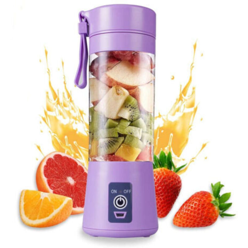 Tragbarer Mixer, Tragbarer Smoothie-mixer Mit 380 Ml Und 6 Klingen, Mini-fresh-juice-flasche, Elektrischer Usb-mixer Für Zuhause, Outdoor Und Reisen (hellviolett)