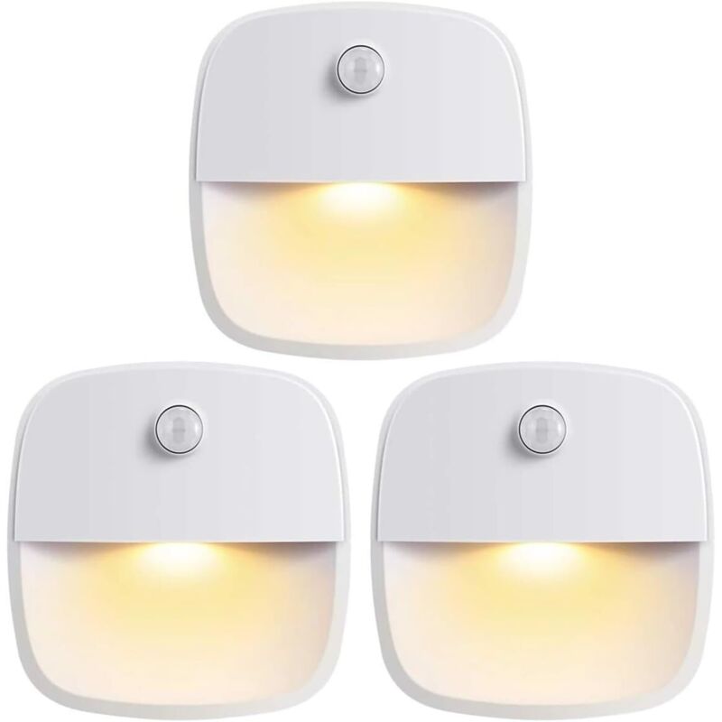 3er-set Led-nachtlichter Mit Bewegungsmelder Für Schränke, Intelligente Batteriebetriebene Lampe, Abs Weiß