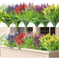 12 Bündel Künstliche Blumen Für Außenbereich, Falsche Lavendelpflanzen, Künstliche Dekopflanzen Für Den Außenbereich, Balkonpflanzen Für Innen- Und Außengärten, Blumendekoration Für Balkone Usw.