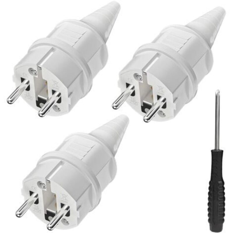 3 Schutzkontaktsteckdosen Mit Verdrehschutz, 250 V (16 A), Spritzwassergeschützt Und Langlebig, Ip44, Weiß.