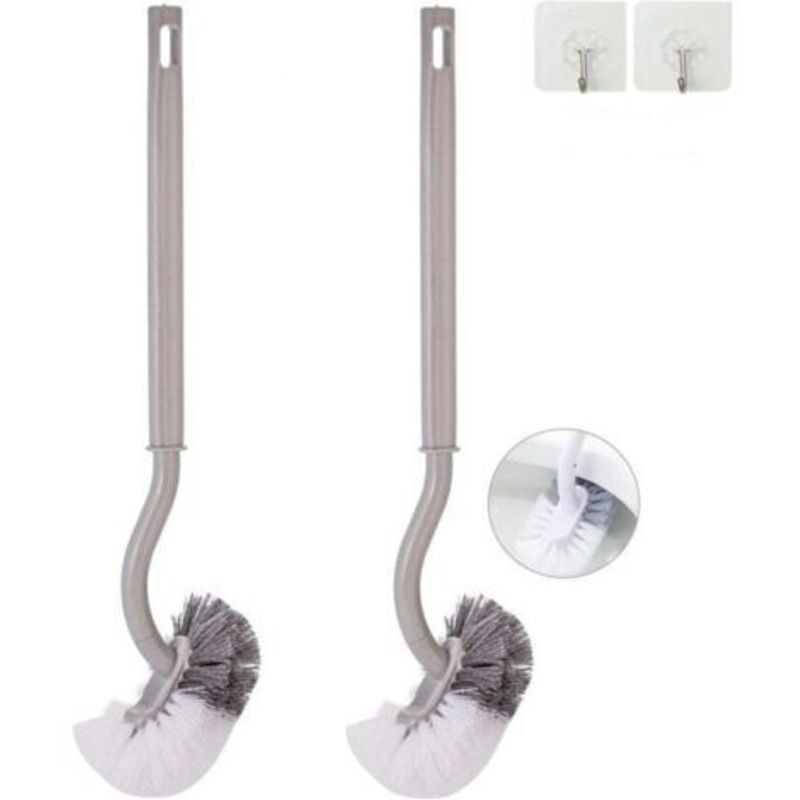 Set Aus 2 Gebogenen Toilettenbürsten Ohne Halter Für Das Badezimmer – Langlebige Toilettenbürste Für Die Reinigung Unter Dem Rand, Haushaltsreinigungsbrushes