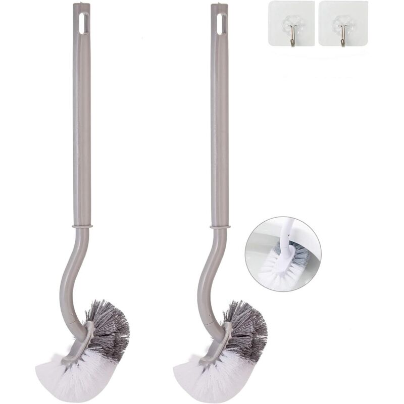 Set Aus 2 Gebogenen Wc-bürsten Ohne Halterung Für Das Badezimmer - Langlebige Wc-bürste Unter Dem Rand, Reinigungsbürsten Für Den Haushalt