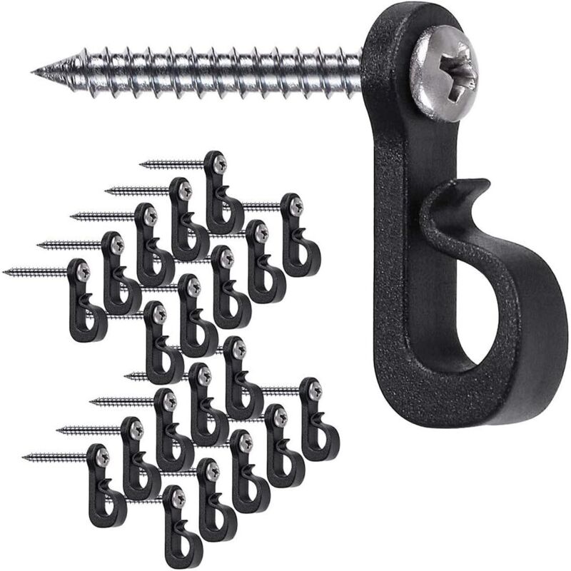 20er-set Q-förmige Haken Mit Kreuzschlitzschrauben Für Garage, Silvesterfeier Im Freien Und Led-lichter, Einfache Montage, Tragkraft 18 Kg, Breite Schrauben