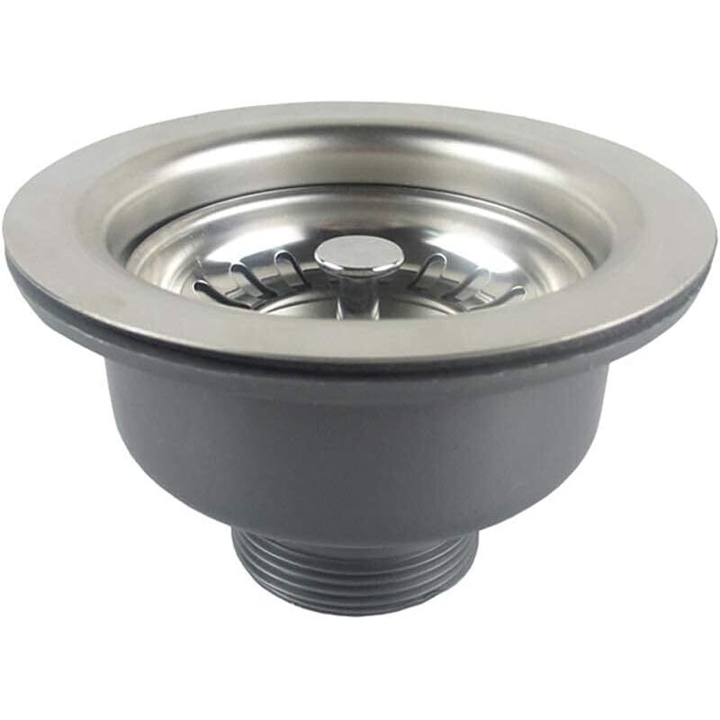 Abfluss Für Spüle Ohne Überlauf, Edelstahlkorb, 114 Mm, 1 Stück, Edelstahl + Abs, Abfluss + Korb