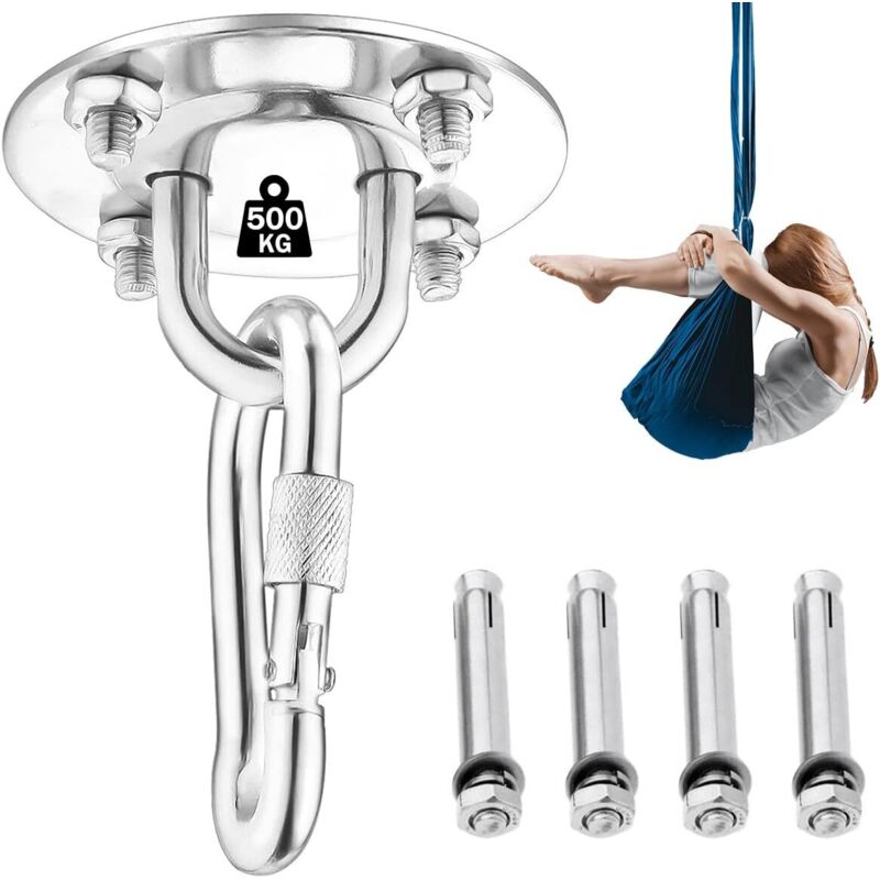 Deckenhaken, Wandbefestigungshaken Für Hängematte, Yoga, Hängesessel Und Boxsack, 500kg Tragfähigkeit, Edelstahl-aufhängeset Mit Karabiner Und Befestigungsschraube