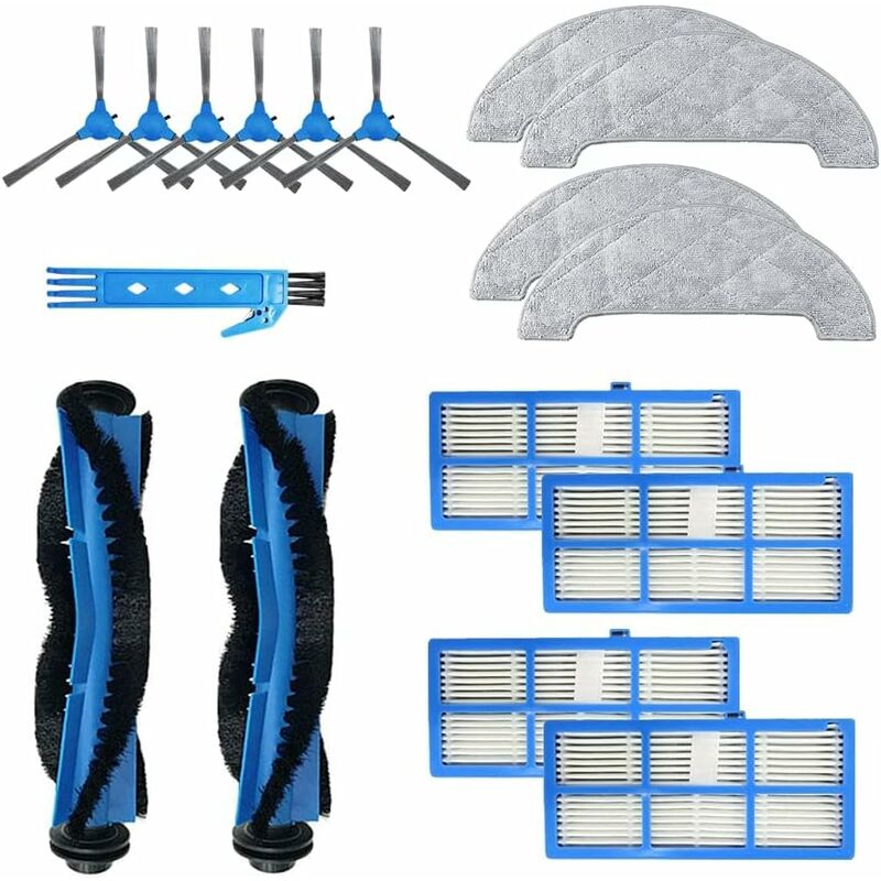 Zubehörset Für Proscenic 850t Ersatzteile Für Staubsauger 2 Hauptbürsten + 4 Hepa-filter + 6 Seitenbürsten + 4 Wischtücher