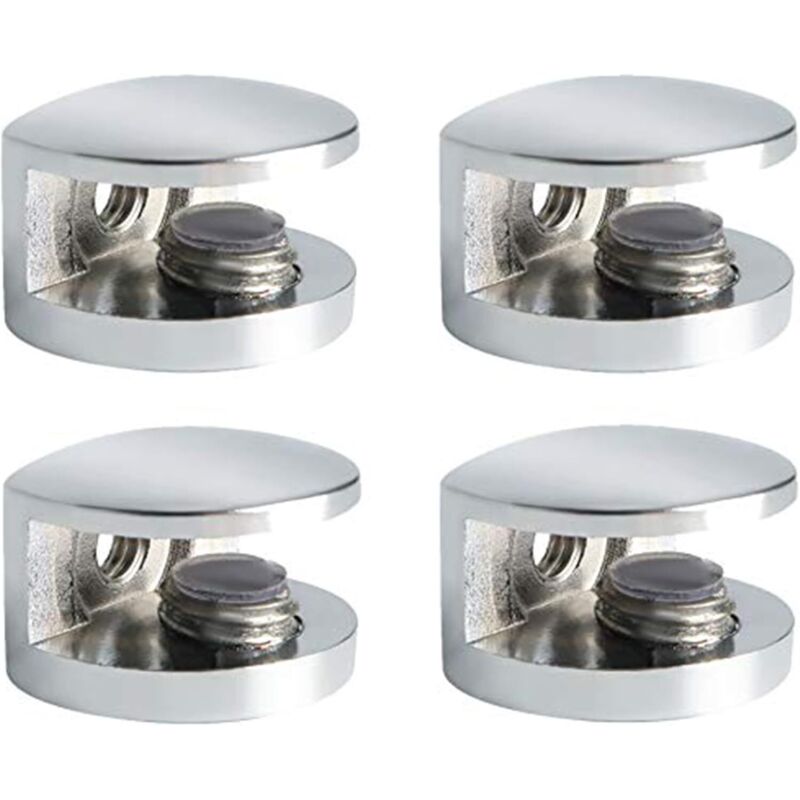 Verstellbare Und Anpassbare Glasregalhalterung Für 8-10 Mm Dicke Glasböden, Badezimmer-wandbefestigung Mit Schrauben, Glänzend Verchromte Zinklegierung, 4 Stück