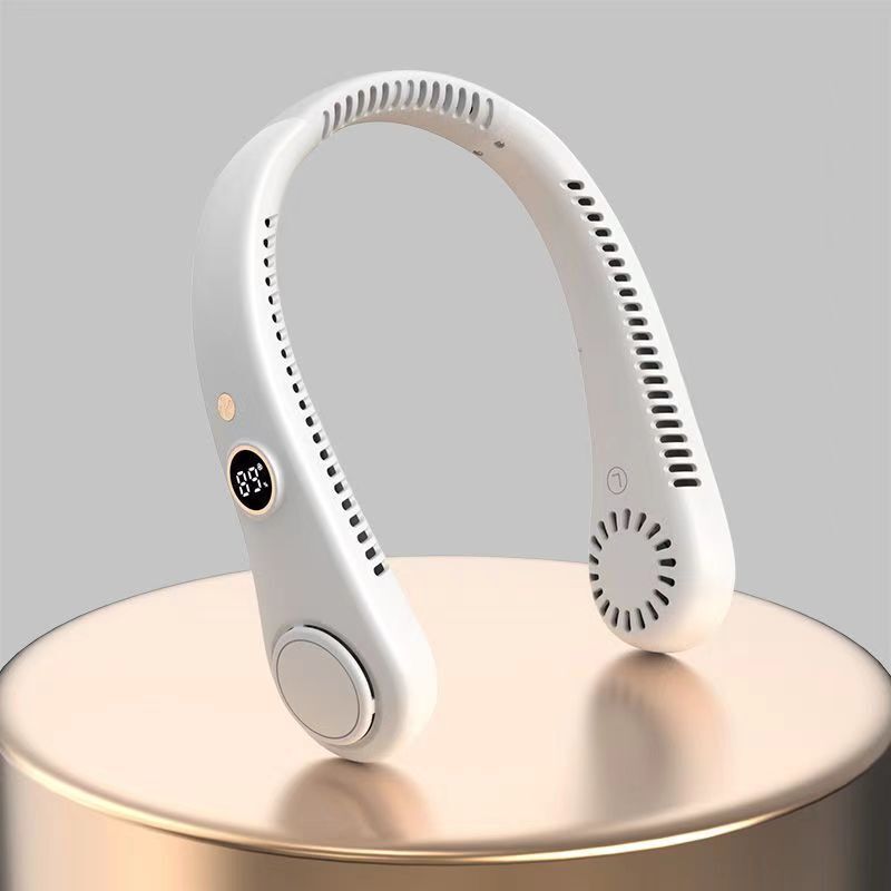 Halsventilator Mit Display, Tragbare Usb-kühlung, Ideales Geschenk, Weiß