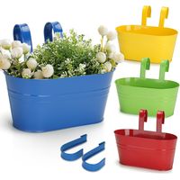 27 Cm Metall-hängeblumentöpfe, 4er Set, Große Hängende Metallblumentöpfe Für Innen- Und Außenbereich, Balkon, Zaun – Mit Abnehmbaren Haken – 4 Farben