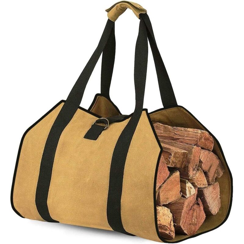 Feuerholz-tragetasche Aus Stoff, Großer Sack Für Brennholz, Hohe Kapazität, Outdoor-feuerholzhalter, Feuerholzträger Aus Gewachstem Holz Mit Griffen, Robuste Tragetasche Für Den Transport Von Brennhol