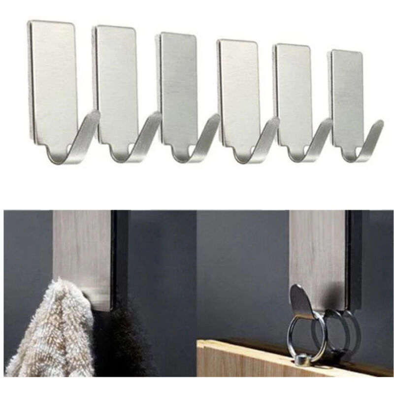 Klebehaken, 6 Stück Wandklebehaken, Selbstklebende Haken, Klebehaken Aus Edelstahl, Wandhaken Aus Rostfreiem Stahl, Selbstklebende Wandhaken