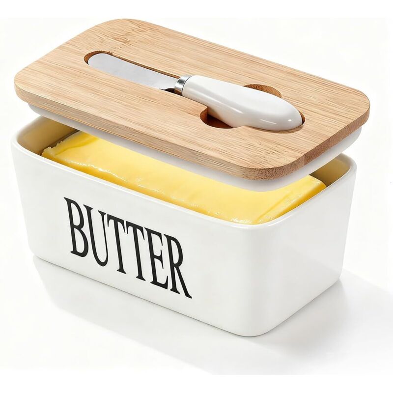 Keramik-butterdose Mit Deckel Und Messer, Küchen-aufbewahrungsbox Im Europäischen Stil