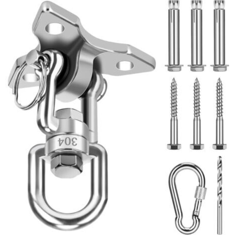 Deckenhaken, 360° Drehbare Aufhängungshaken, Tragkraft 500 Kg, Wandbefestigungsset Mit Karabiner Für Schaukel, Hängematte, Yogatasche Oder Boxsack