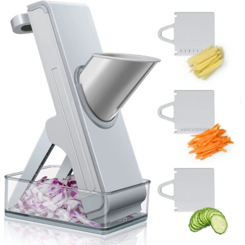 Multifunktionale Schneide- Und Reibemaschine Für Obst Und Gemüse, Verstellbar Und Einfach Zu Bedienen.