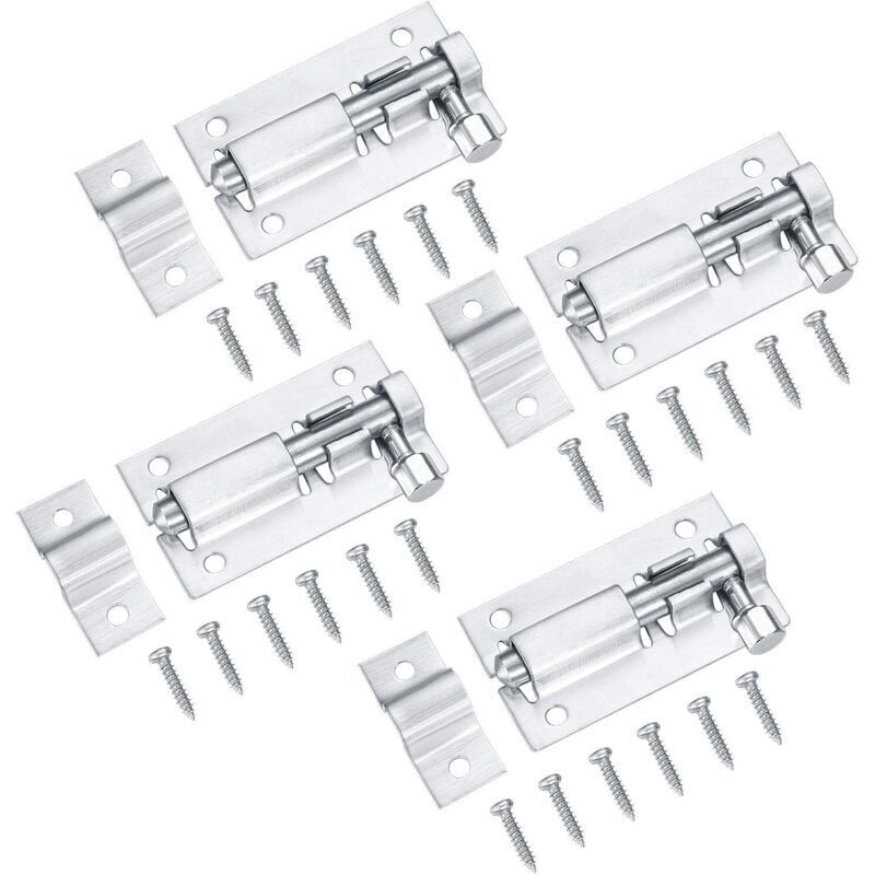 4 Stück Türverriegelung, Schiebetürklinke, Schiebetürschloss, Türschloss, Türverriegelungsbolzen, Edelstahltürriegel Für Schlafzimmer Und Toilette - 2 Po