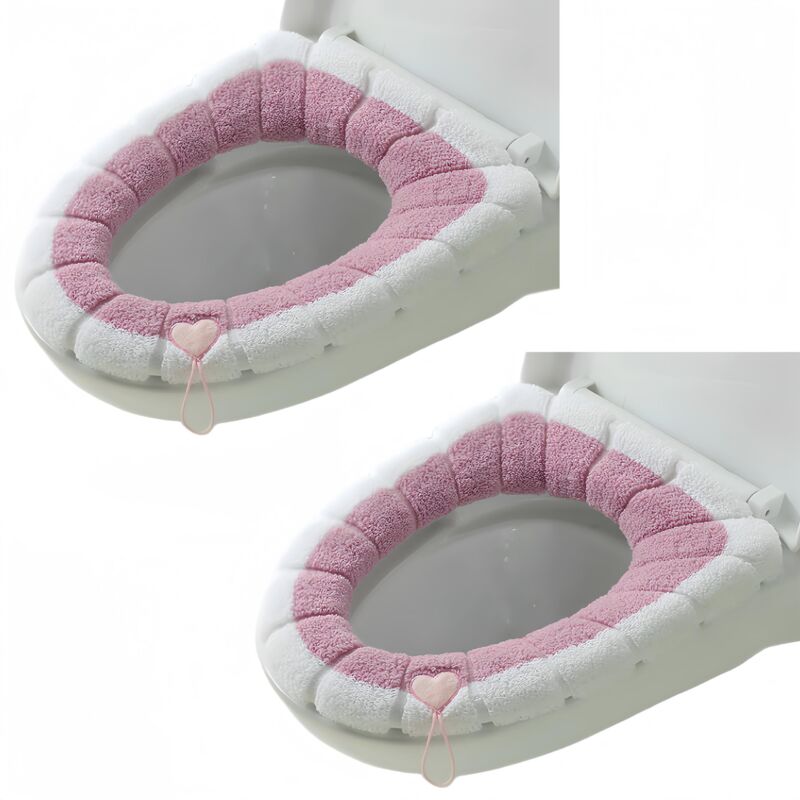 Set Mit 2 Universellen, Wasserdichten Wc-sitzkissen Mit Aufhängeschlaufe Fürs Badezimmer – Weich Und Warm – Waschbar