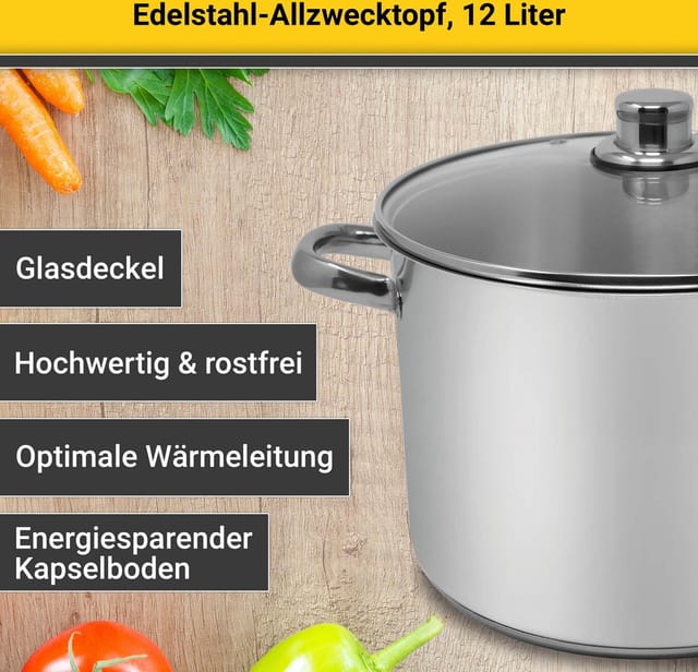 Krüger Kochtopf, Edelstahl, für Induktions-Kochfelder geeignet