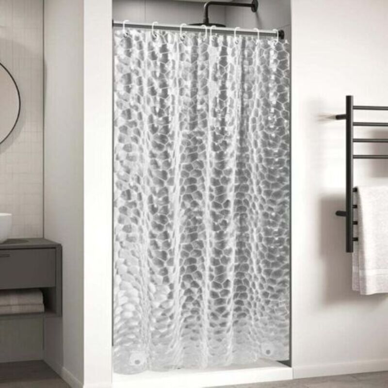 Schimmelresistenter Duschvorhang 120 X 180 Cm, Eva Badewannenvorhang Wasserdicht Und Waschbar, Duschvorhang Mit 8 Ringen, Badezimmer-vorhang