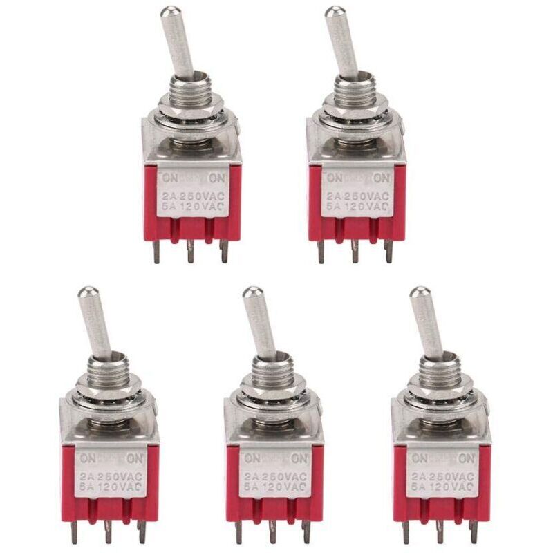 5 Stück 3pdt Kippschalter 9-polig 6mm 2a / 250vac 5a / 120vac On-on 2 Positionen