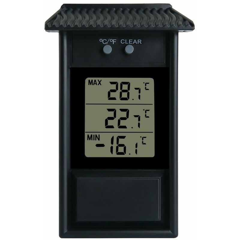 Gewächshaus-thermometer, Digitales Gewächshaus-thermometer Mit Min-funktion, Wasserdicht, 0,1 °c Auflösung, Temperaturbereich Von -20 Bis 50 °c, Batteriebetrieben, Zur Wandmontage (schwarz)