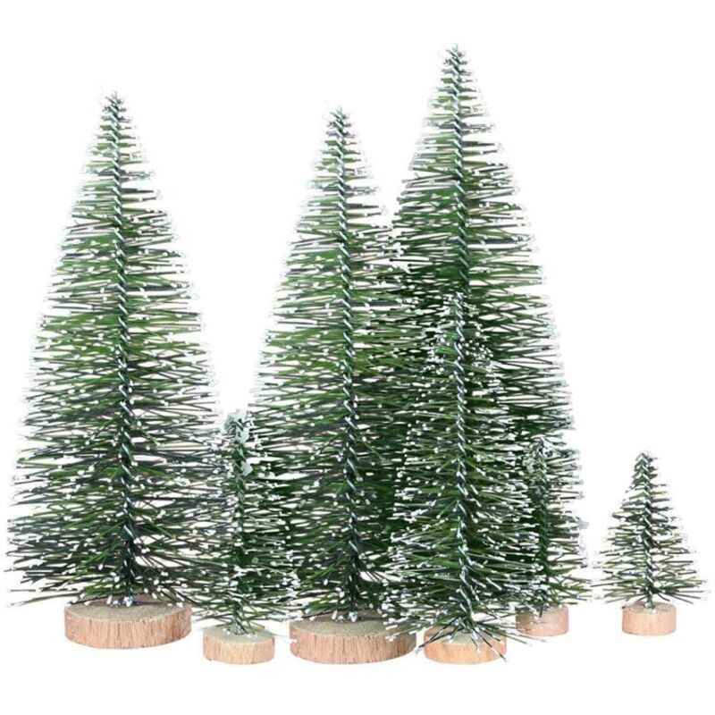 Set Aus 25 Künstlichen Mini-weihnachtsbäumen, 5 Größen, Mit Holzfuß