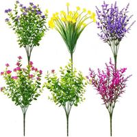 6 Bündel Künstliche Blumen, Verschiedene Uv-beständige Kunstblumen Für Außenbereich, Pflanzen Dekoration Für Innenraum, Haus, Balkon, Garten, Fenster, Büro, Hochzeit (6 Stück)