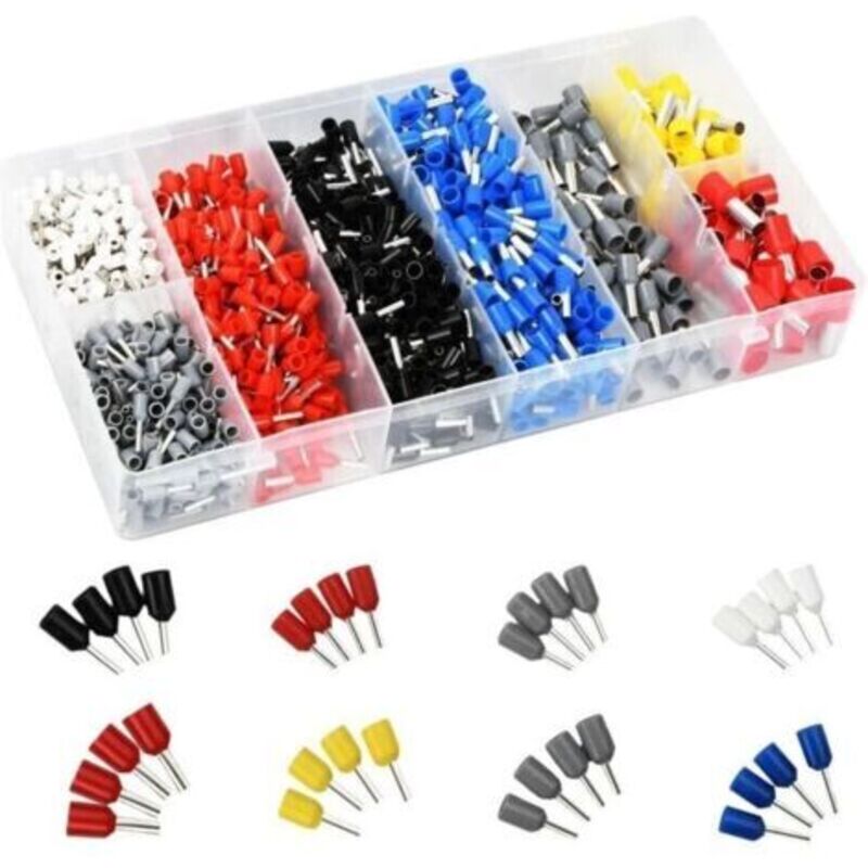 1200 Stück Elektrische Kabelschuhe, Aderendhülsen, Elektrische Kabelklemmen, Crimp-kabelschuh-set Für Autos, Fahrzeuge, Motorräder Und Elektriker