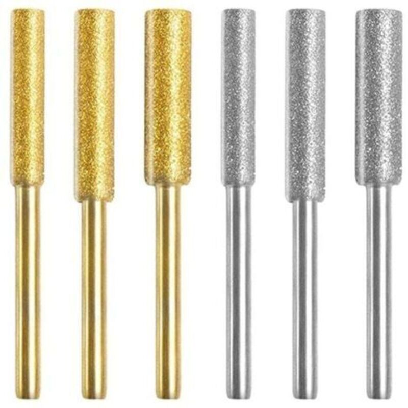 Diamant-kettensägeschärfer, Kettensägeschärfer-steinbits, Hochharte Titanbeschichtete Fräskopf-schleifscheibe, 6-teiliges Schleifstein-set Mit 3 Verschiedenen Größen Zum Schärfen Und Polieren