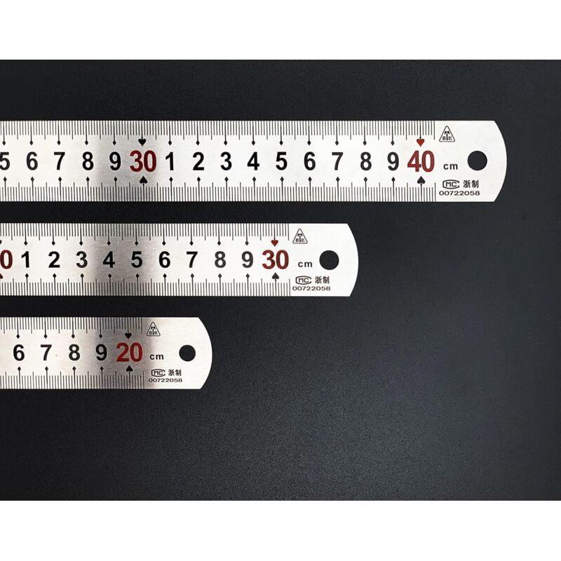 3er-set Edelstahl-lineale 40cm, 30cm, 20cm, Rostfreies Stahllineal Mit Doppelseitiger Metrischer Und Imperialer Skala Für Schreinerei, Modellbau, Malerei Und Messung