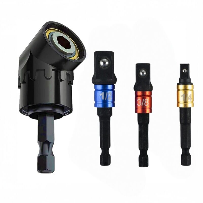 Adapter Für Stecknüsse 1/4" 3/8" 1/2" – Chrom-vanadium-stahl – Für Schlagbohrschrauber – 105°-winkelverlängerung Für Enge Räume