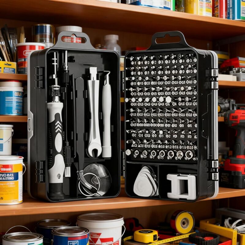 Dieses 115-in-1-elektronik-reparaturwerkzeugset Mit Präzisionsschraubendrehern Umfasst Magnetische Mini-bits Und Eine Flexible Verlängerung, Was Es Zum Idealen Geschenk Macht.