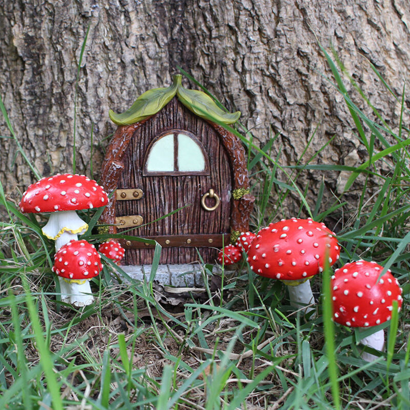 Super Niedliches Feenhaus Aus Harz, Gartendekoration, Leuchtendes Modell, Kleine Skulptur Für Draußen