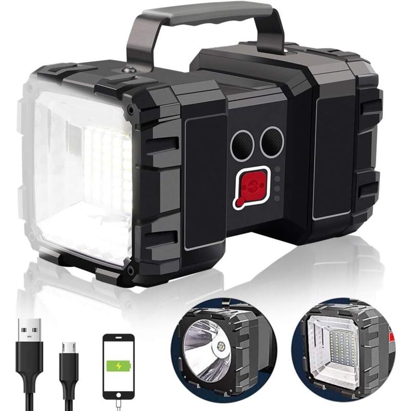 Wiederaufladbare Led-projektorlampe, 10.000 Mah Kapazität, 1200 Lumen, Ultra-lange Akkulaufzeit Von 20 Stunden, 3+4 Lichtmodi, Wasserdichte Campinglampe Mit Usb-ausgang Als Powerbank