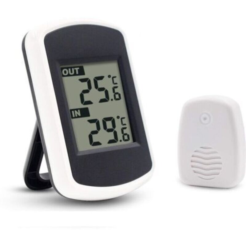 Kabelloses Lcd-digitalthermometer Für Innen- Und Außenbereich, Mini Umgebungstemperatursensor, Kleiner Präziser Wettertester Für Haus, Schlafzimmer Und Büro, Weiß