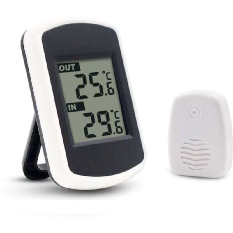 Kabelloses Lcd-digitalthermometer Für Innen- Und Außenbereich, Mini Umgebungs-temperatursensor. Präziser Wettertester Für Zuhause, Schlafzimmer Und Büro. Kompaktes Weißes Design.
