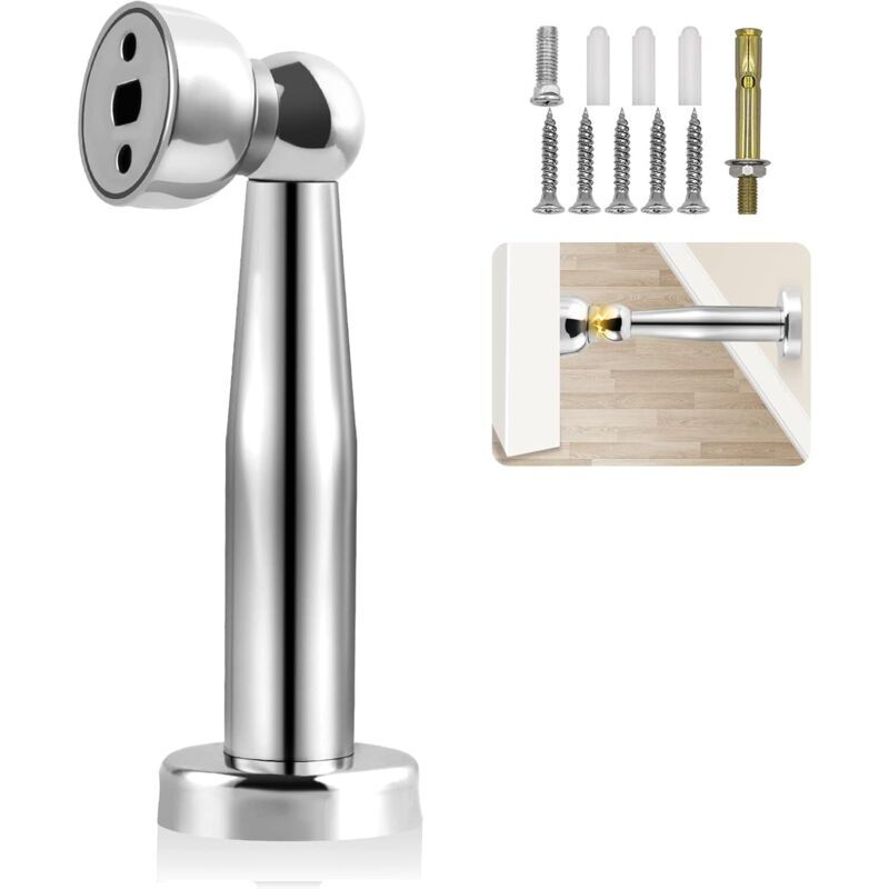 Magnetischer Türstopper Aus Verchromtem Edelstahl - 18,5 Cm Höhe - Robuster Türstopper - 1 Stück