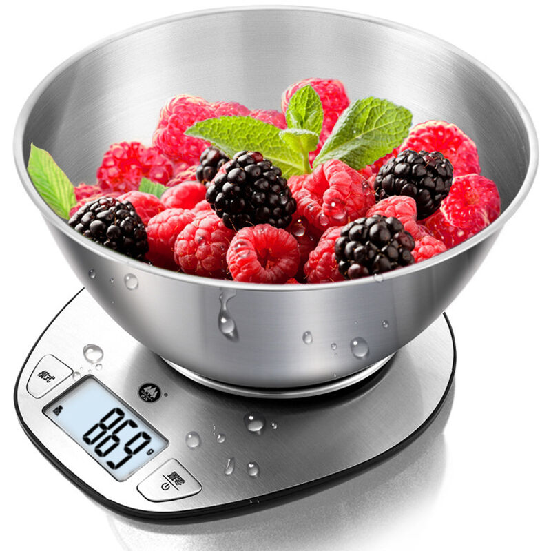 Multifunktionale, Präzise Digitale Küchenwaage Mit Großem Display Und Edelstahlschüssel - 5 Kg / 11 Lb