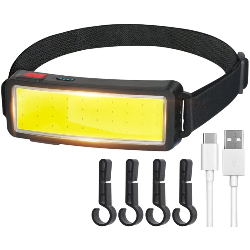 Cob-led-stirnlampe, Wiederaufladbare Usb-stirnlampe Mit Hoher Leistung, Wasserdicht, 2000 Lumen, Arbeitsleuchte Für Helme, Ideal Für Camping, Wartung Und Kfz-reparaturen