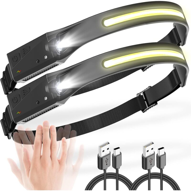 Wiederaufladbare Stirnlampe, 2 Helligkeitsstufen Mit 350 Lumen Und 5 Lichtmodi, Ultra-starke Led-stirnlampe Mit 1200 Mah, Breiter Beleuchtungswinkel Von 230°, Leichte Ipx4-zertifizierte Stirnlampe Für