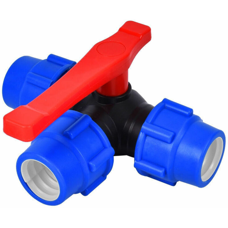 Absperrkugelventil, 40mm Drehbarer Drei-wege-kugelhahn Mit Schnellanschluss Für Pvc-pe-rohre, Schnellverschluss-t-stück (größe: 40mm)