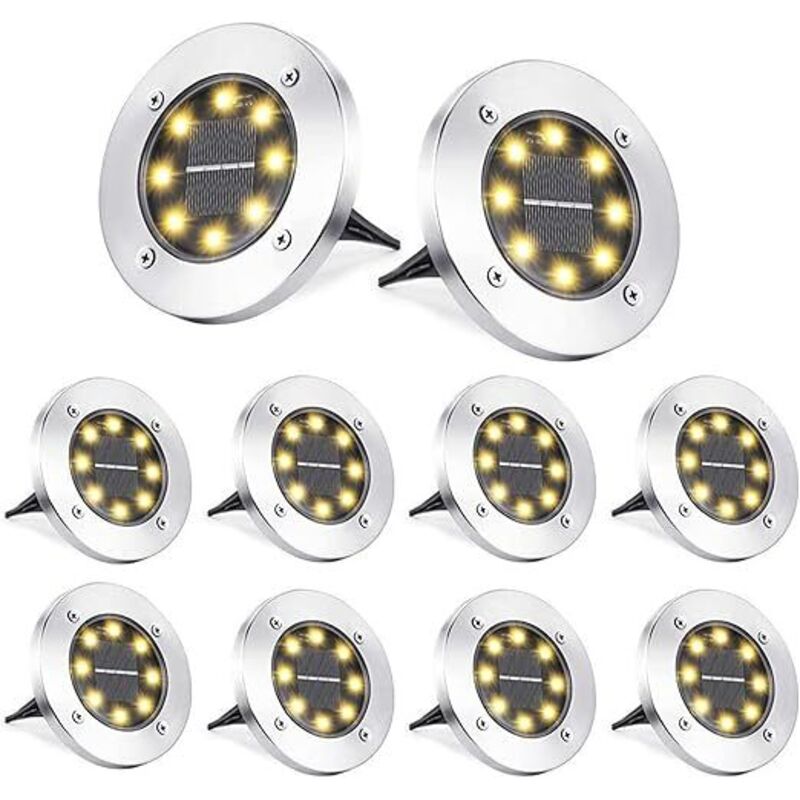 8 Led Solar-außenleuchten, Wasserdichte Ip65 Solar-gartenstehleuchten, Warmweiße Dekorationsbeleuchtung Für Garten, Weg, Terrasse, Hof, Rasen Und Treppen (8 Stück)