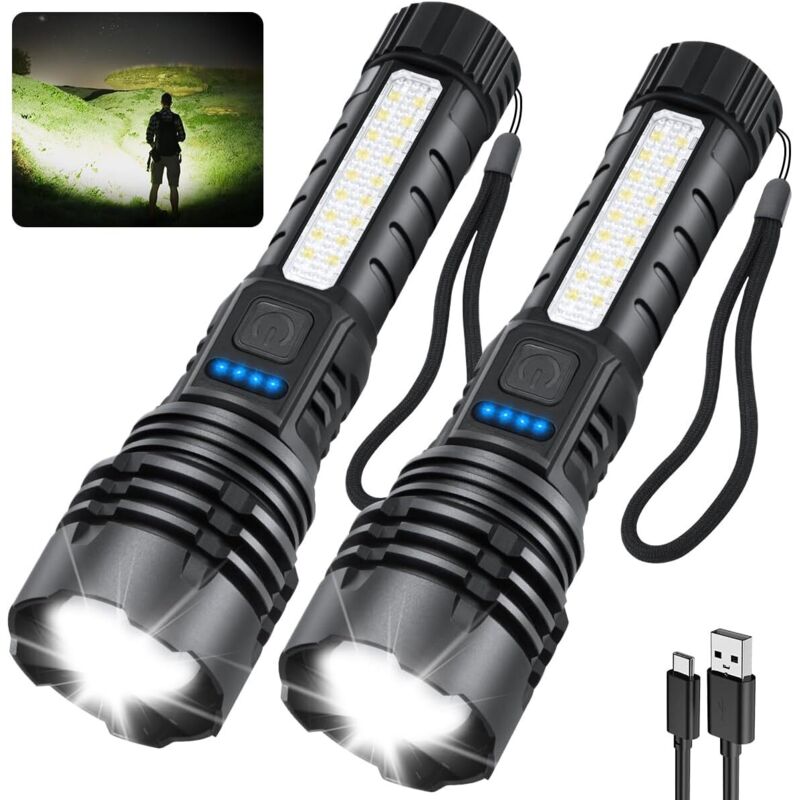 Wiederaufladbare Hochleistungs-taschenlampe Mit Einstellbarer Helligkeit Und 7 Modi, Ideal Für Camping Und Familiäre Notfälle, Sowie Ein Hervorragendes Geschenk Für Outdoor-wanderbegeisterte.