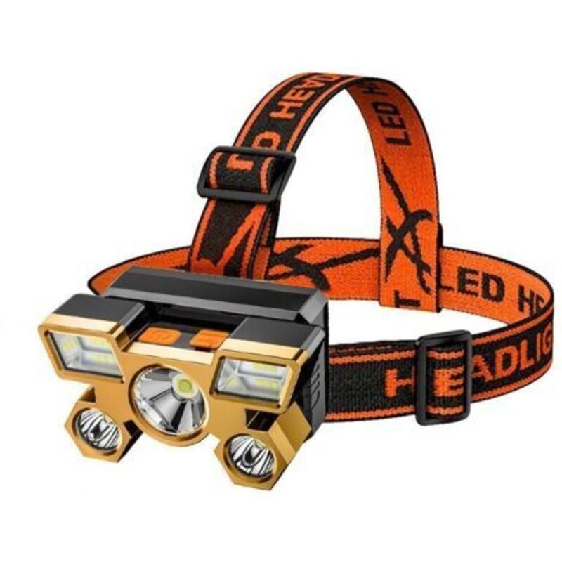 Wiederaufladbare Usb-stirnlampe - 5 Leds - Mit Batterien - 90° Drehbar - Wasserdicht - Für Arbeit, Outdoor, Laufen, Camping, Angeln, Wandern Und Radfahren - Farbe Des Hauptbildes