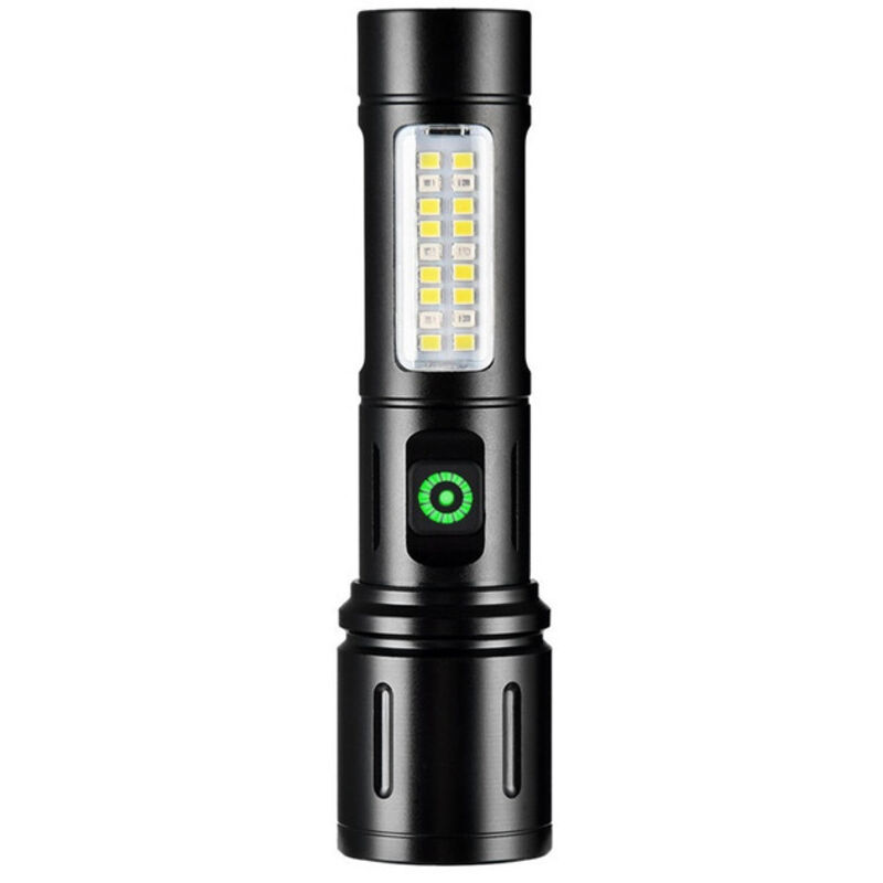 Diese Wiederaufladbare Led-taschenlampe Mit Hoher Leistung Und Langer Laufzeit Verfügt Über 5 Beleuchtungsmodi Und Eine Zoomfunktion. Sie Ist Nach Ip6 Wasserdicht. ()