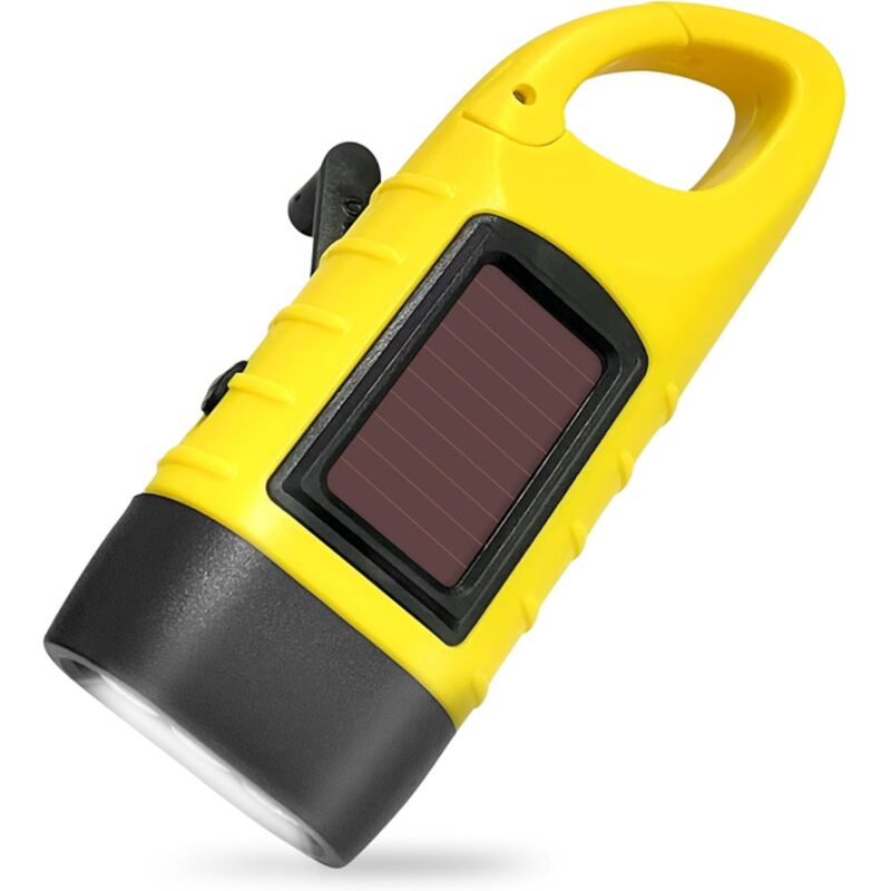 Wiederaufladbare Led-taschenlampe Mit Solarenergie Und Kurbel, Ideal Für Wandern, Camping Und Wanderwege