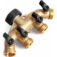 Messing-gartenschlauch-verteiler Mit 4 Ausgängen, Einstellbarer Und Verriegelbarer Wasserdurchfluss – 4-wege-schlauchsplitter, Adapter Für Gartenbewässerung Am Wasserhahn, 2 Stück